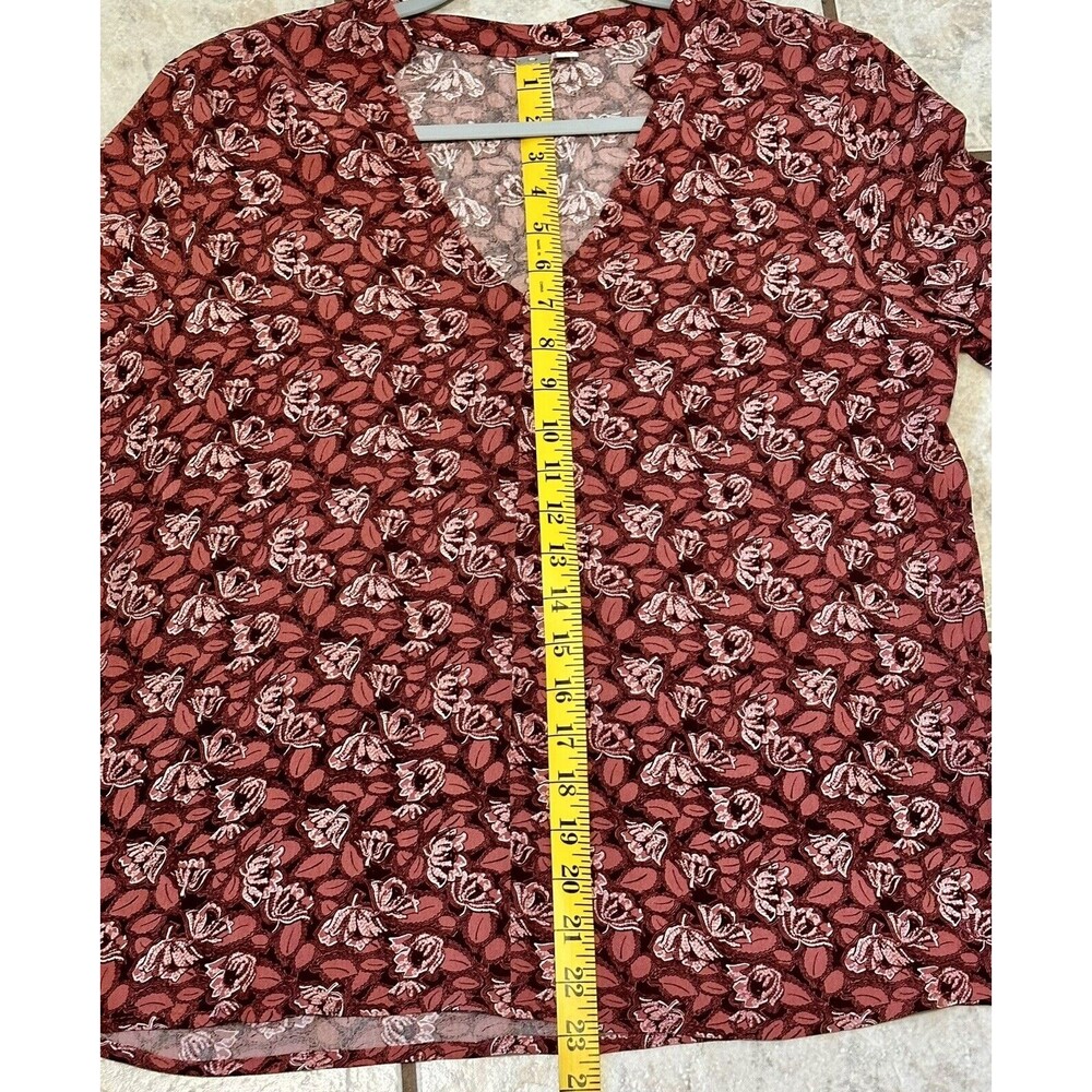 NWT TREASURE & BOND Women Size S Long Sleeve Red Rust Floral Blouse Career Boho - Picture 8 of 9
